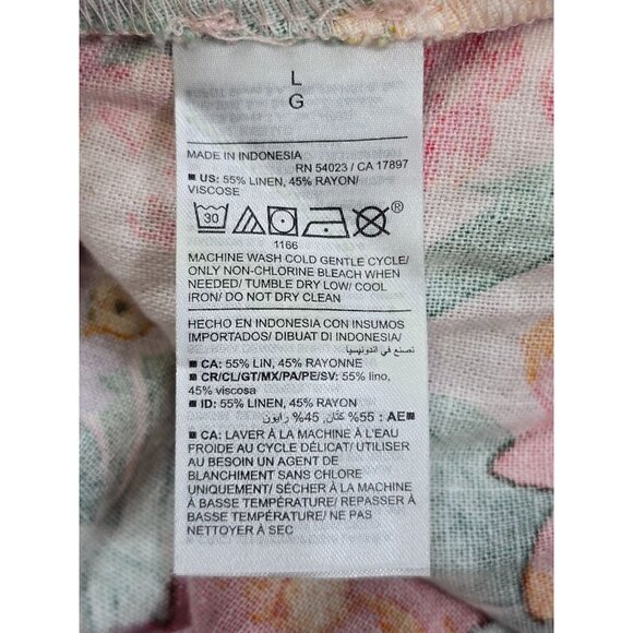 Old Navy Floral Wrap Midi Dress Womens Large Linen Blend Cottage Core Boho - Picture 5 of 5